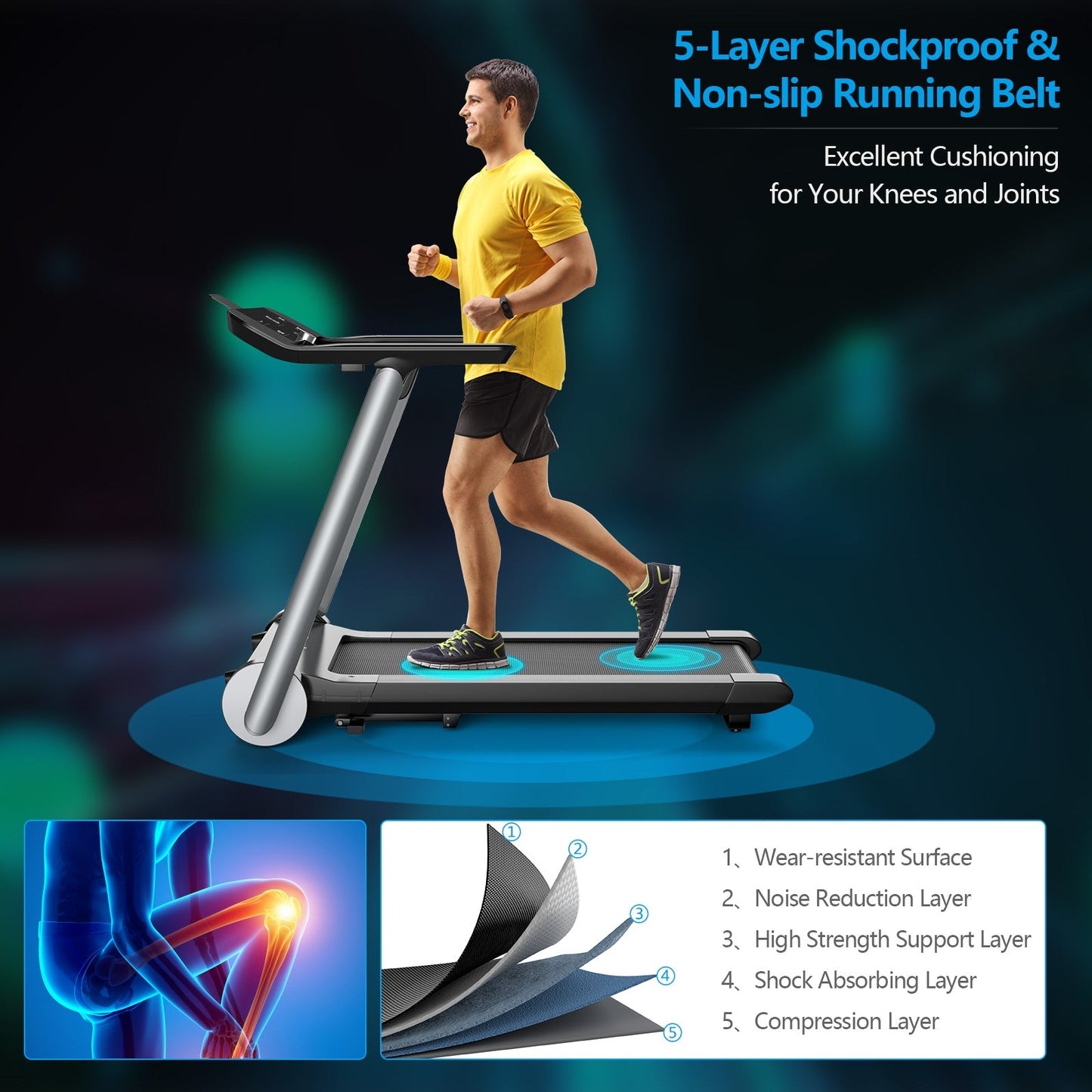 Italian Folding Treadmill with Heart Rate Belt Monitor