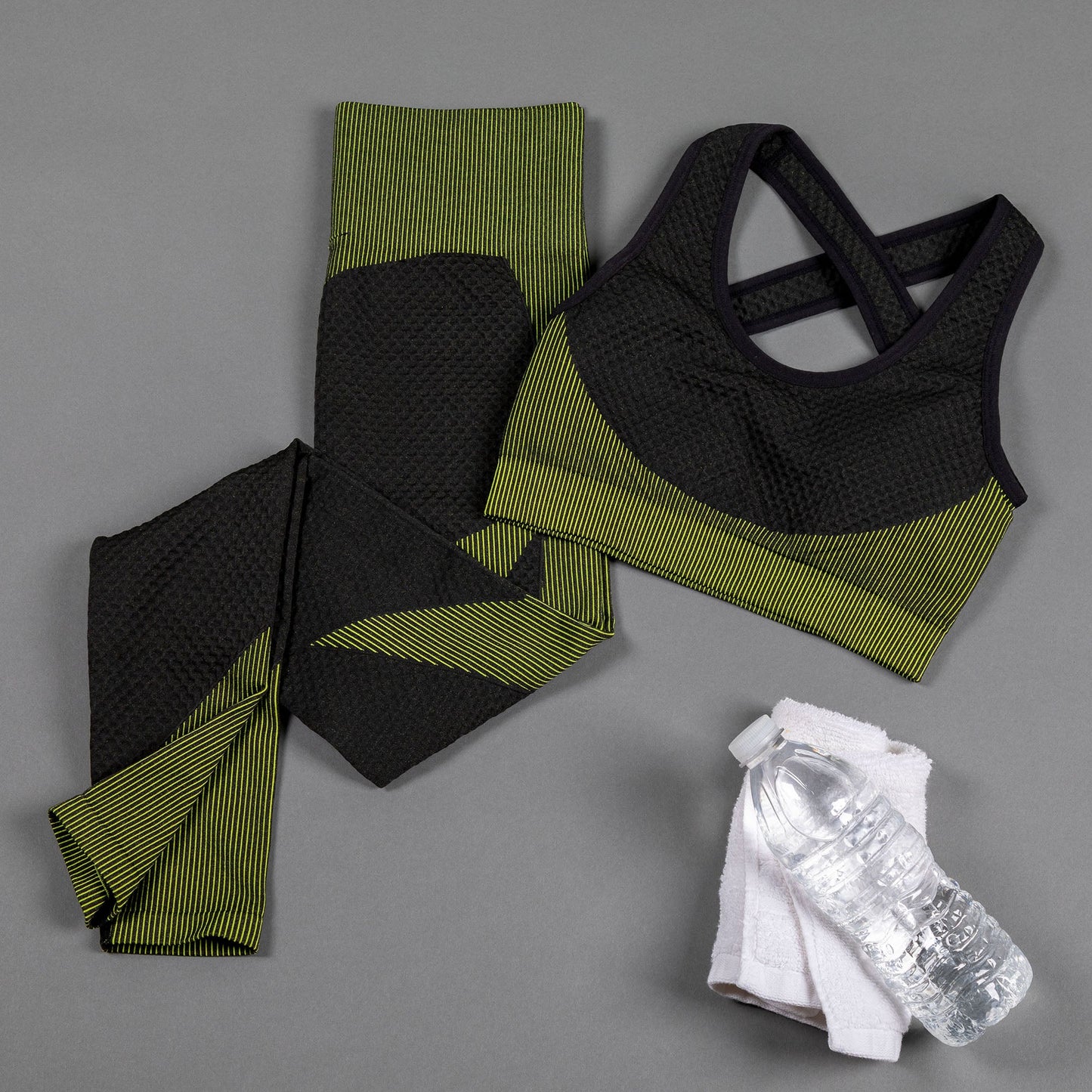 Textured Leggings and Sports Bra Activewear Set Women