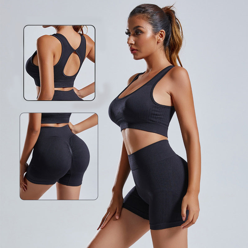 2-Piece Women's Seamless Yoga Vest Shorts Workout Set