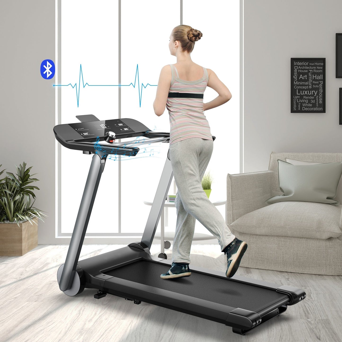 Italian Folding Treadmill with Heart Rate Belt Monitor