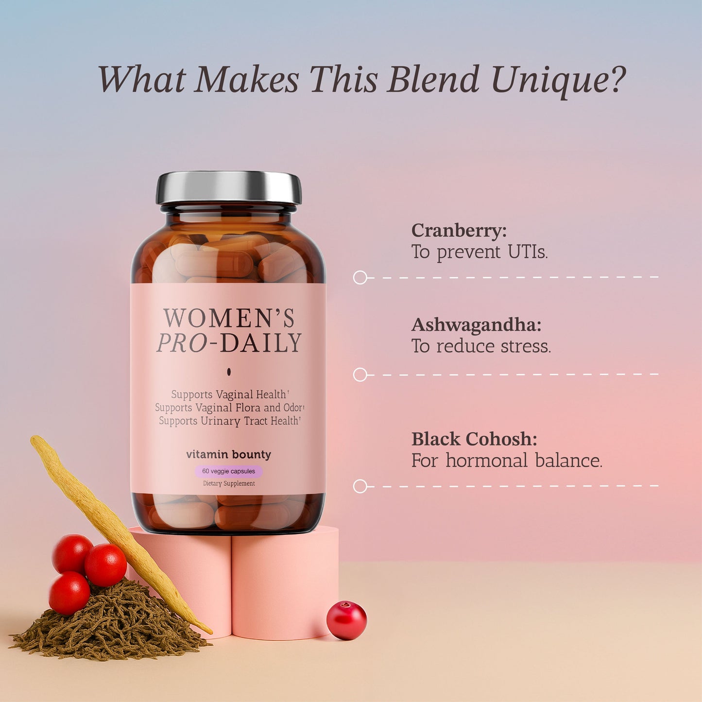 Women's Pro-Daily Probiotic Daily Wellness Support Supplement Capsules