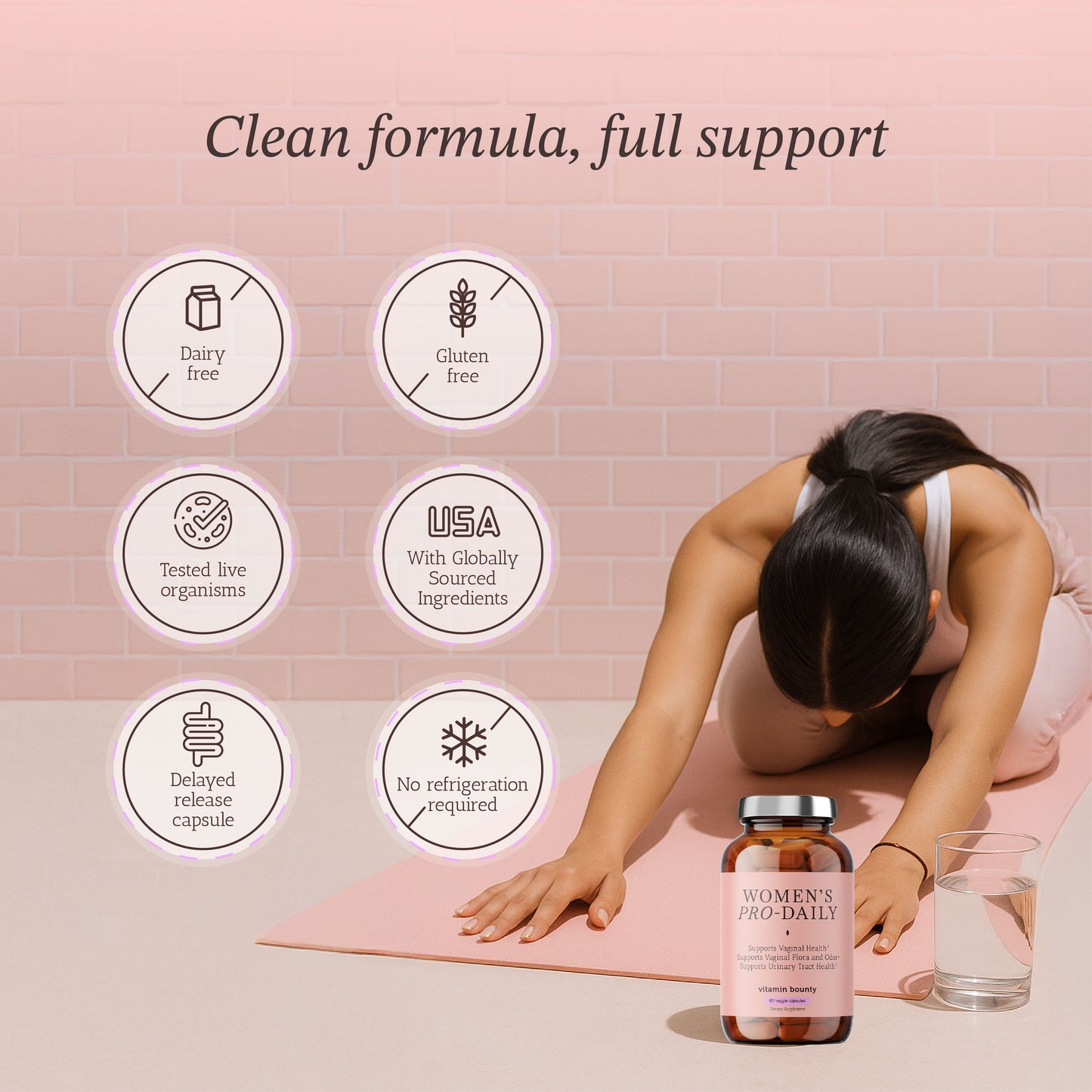 Women's Pro-Daily Probiotic Daily Wellness Support Supplement Capsules
