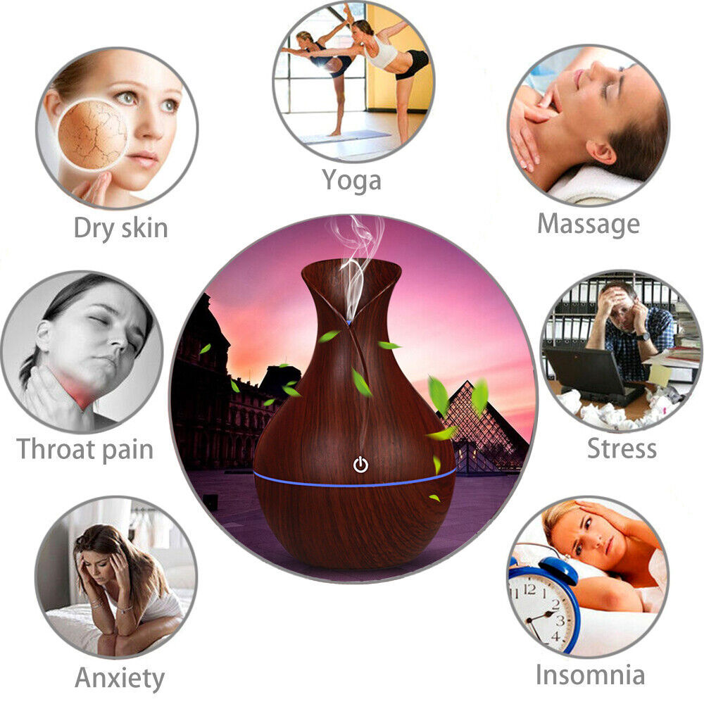 LED Ultrasonic Aroma Diffuser Humidifier Smoke Fountain Decor