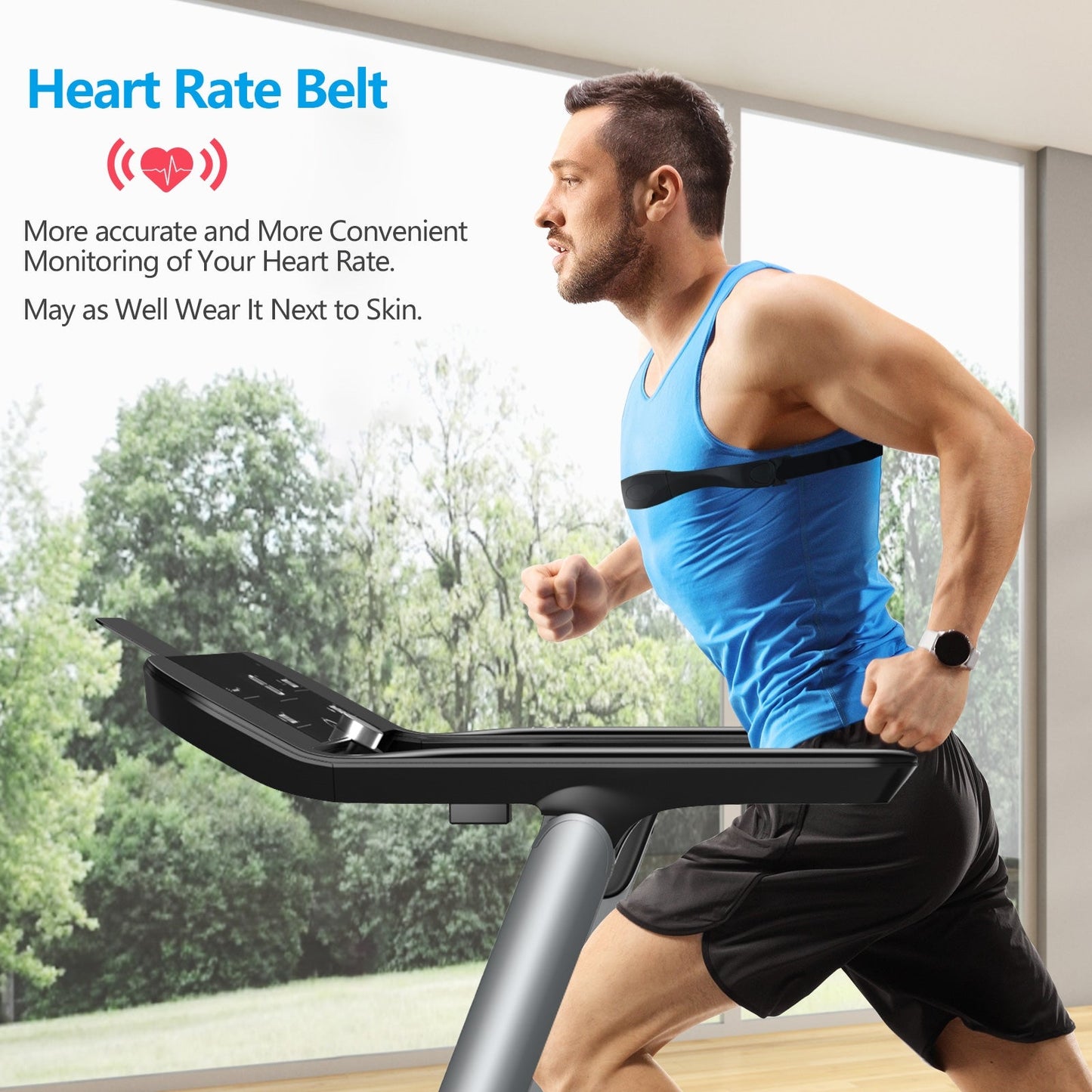 Italian Folding Treadmill with Heart Rate Belt Monitor
