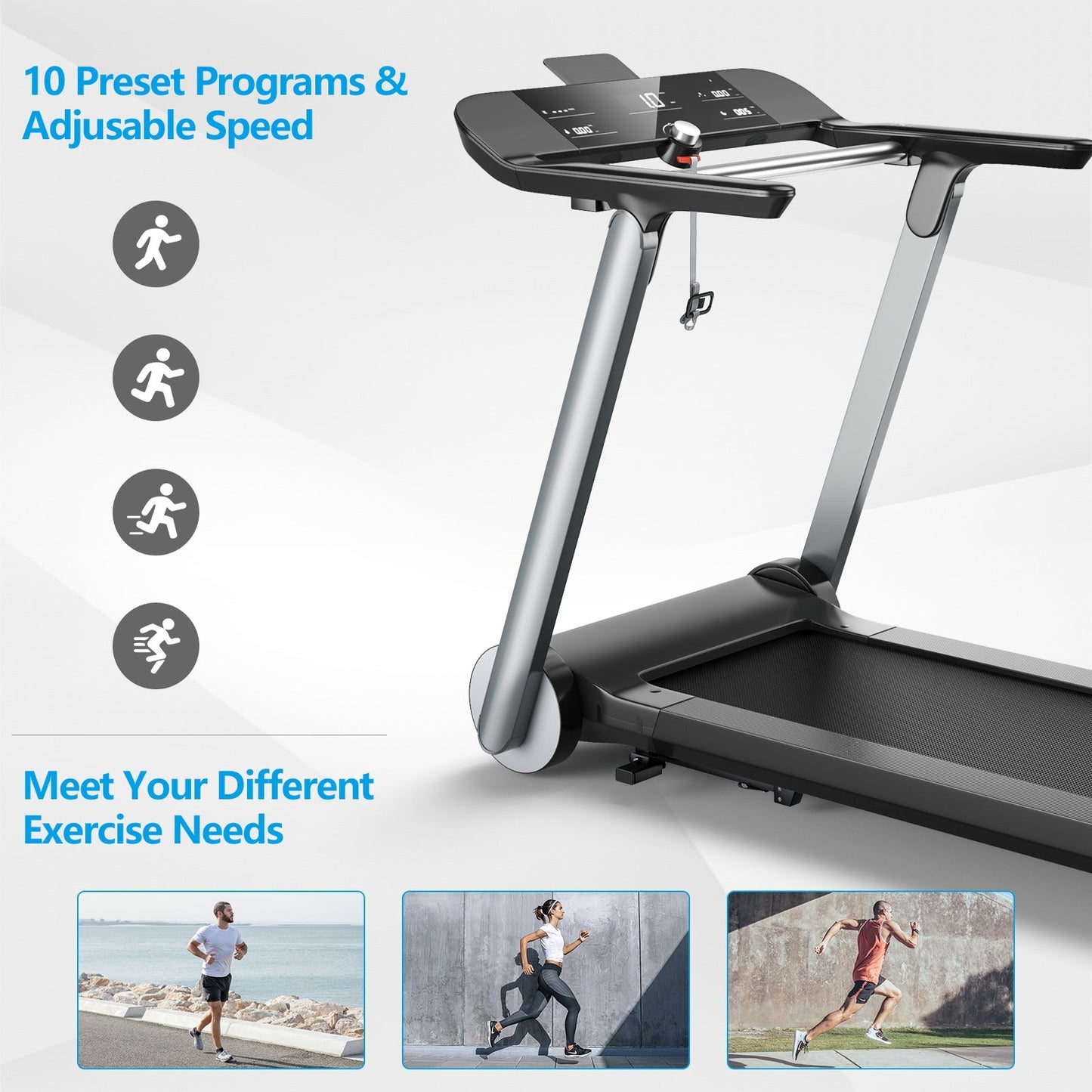 Italian Folding Treadmill with Heart Rate Belt Monitor