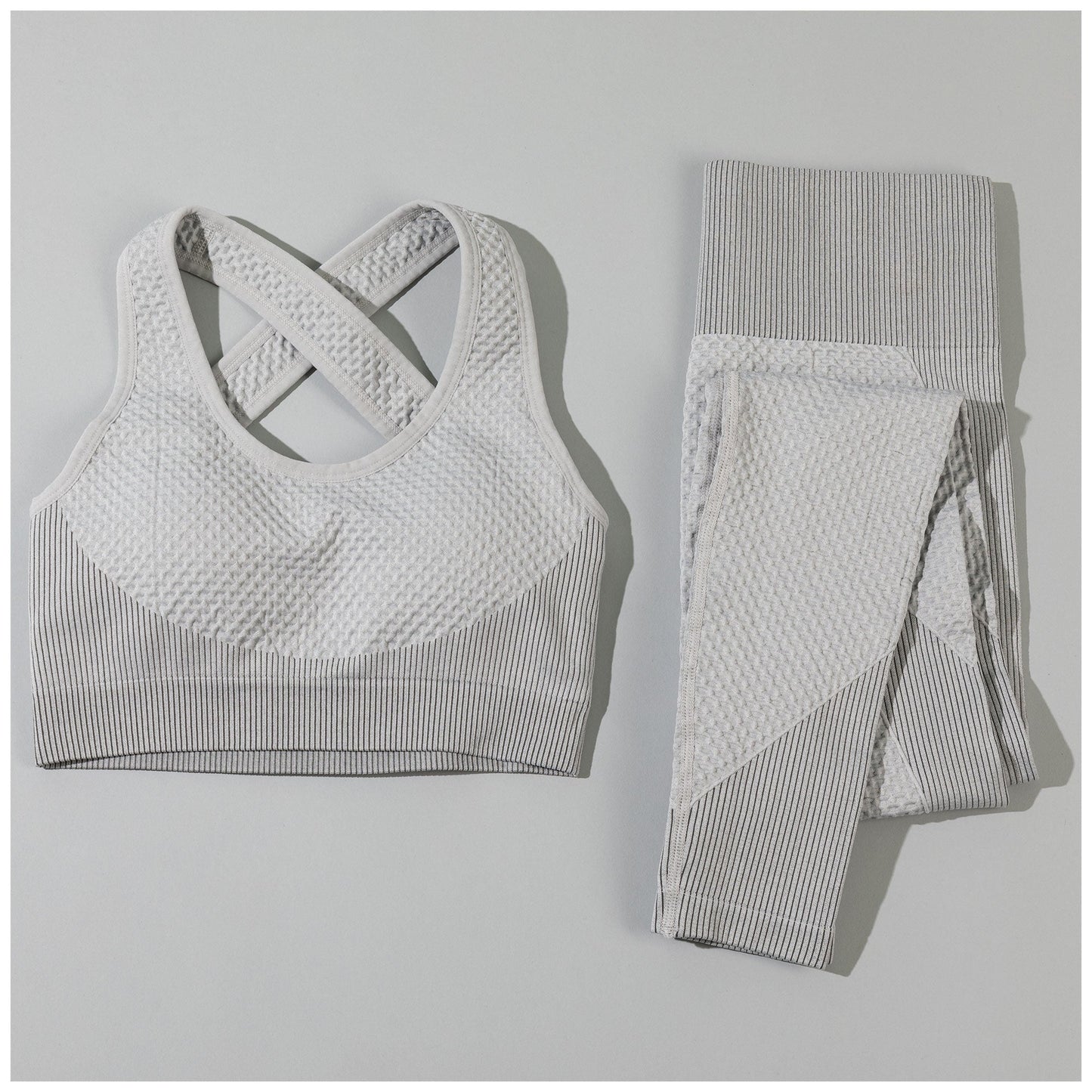 Textured Leggings and Sports Bra Activewear Set Women