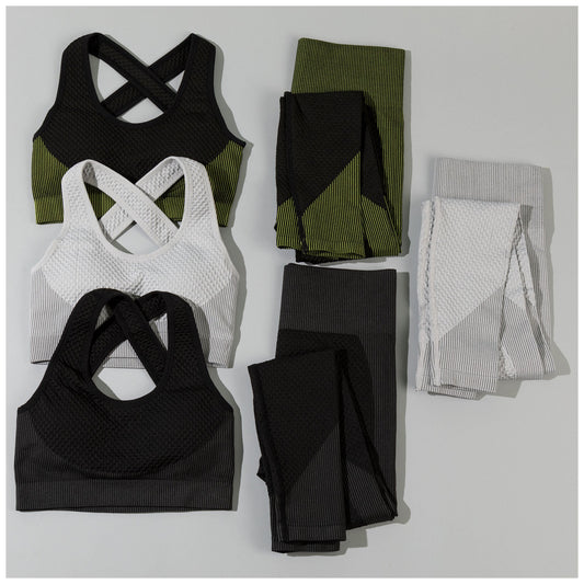 Textured Leggings and Sports Bra Activewear Set Women