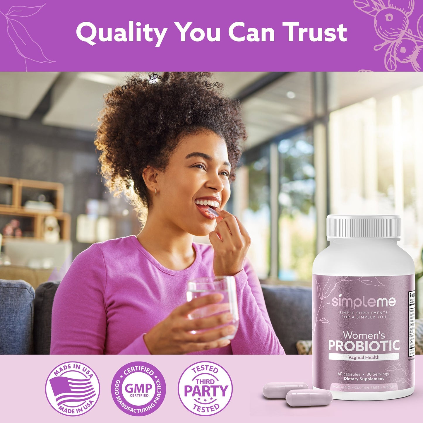 Women's Vaginal Health Probiotics Daily Digestive Wellness Supplement Capsules