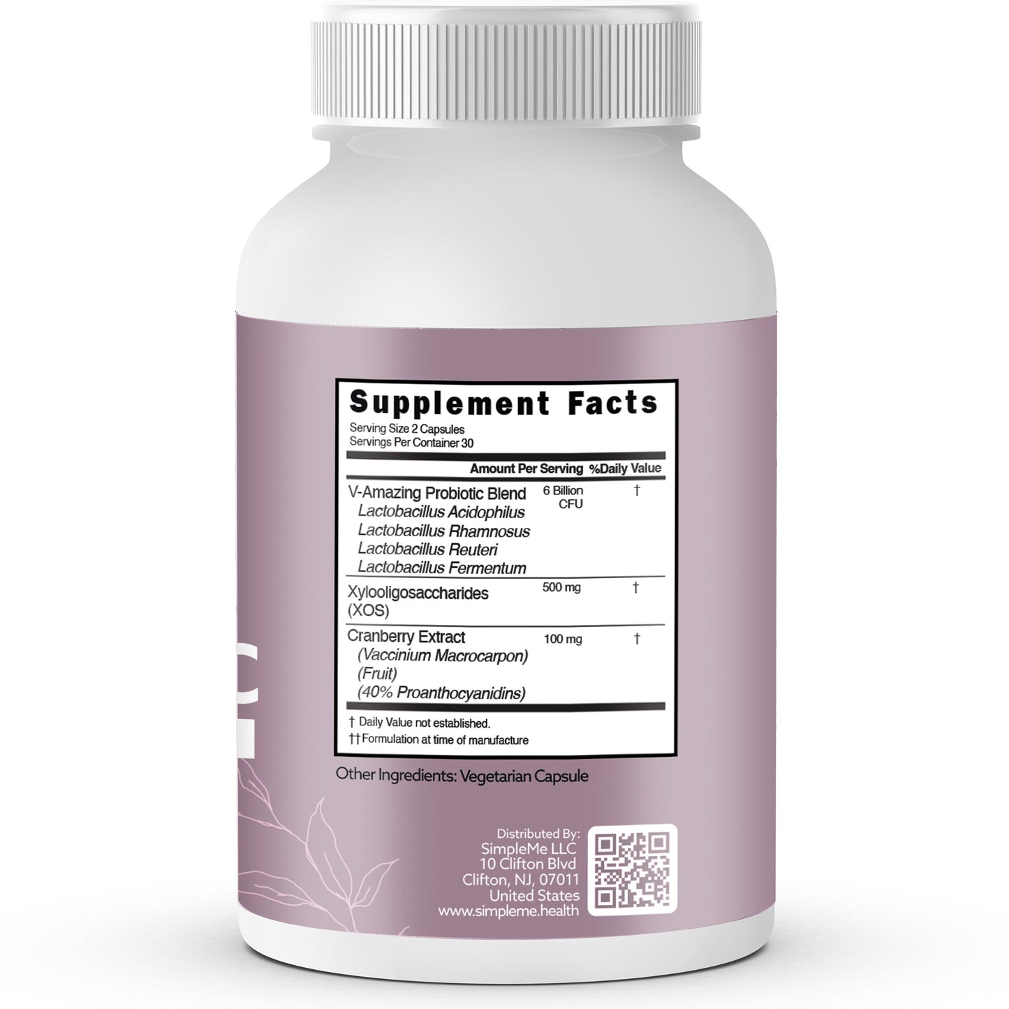 Women's Vaginal Health Probiotics Daily Digestive Wellness Supplement Capsules