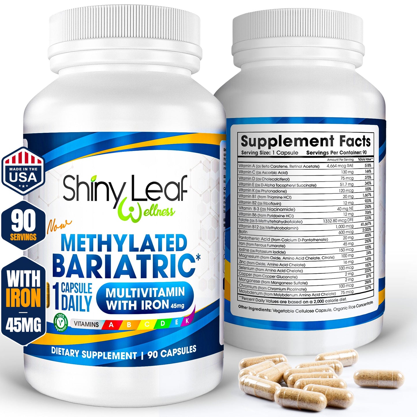 Methylated Bariatric Multivitamin with 45mg Iron Daily Capsule