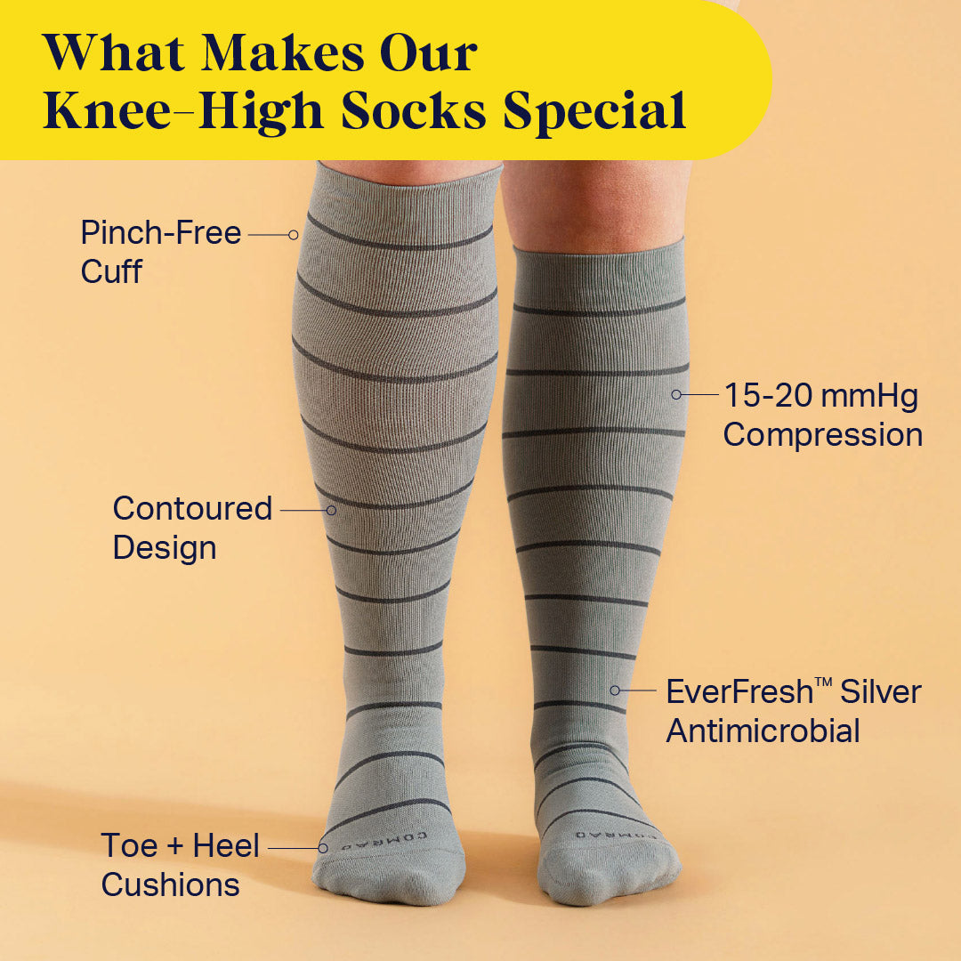 Knee-High Compression Socks - 3 Pack Stripes