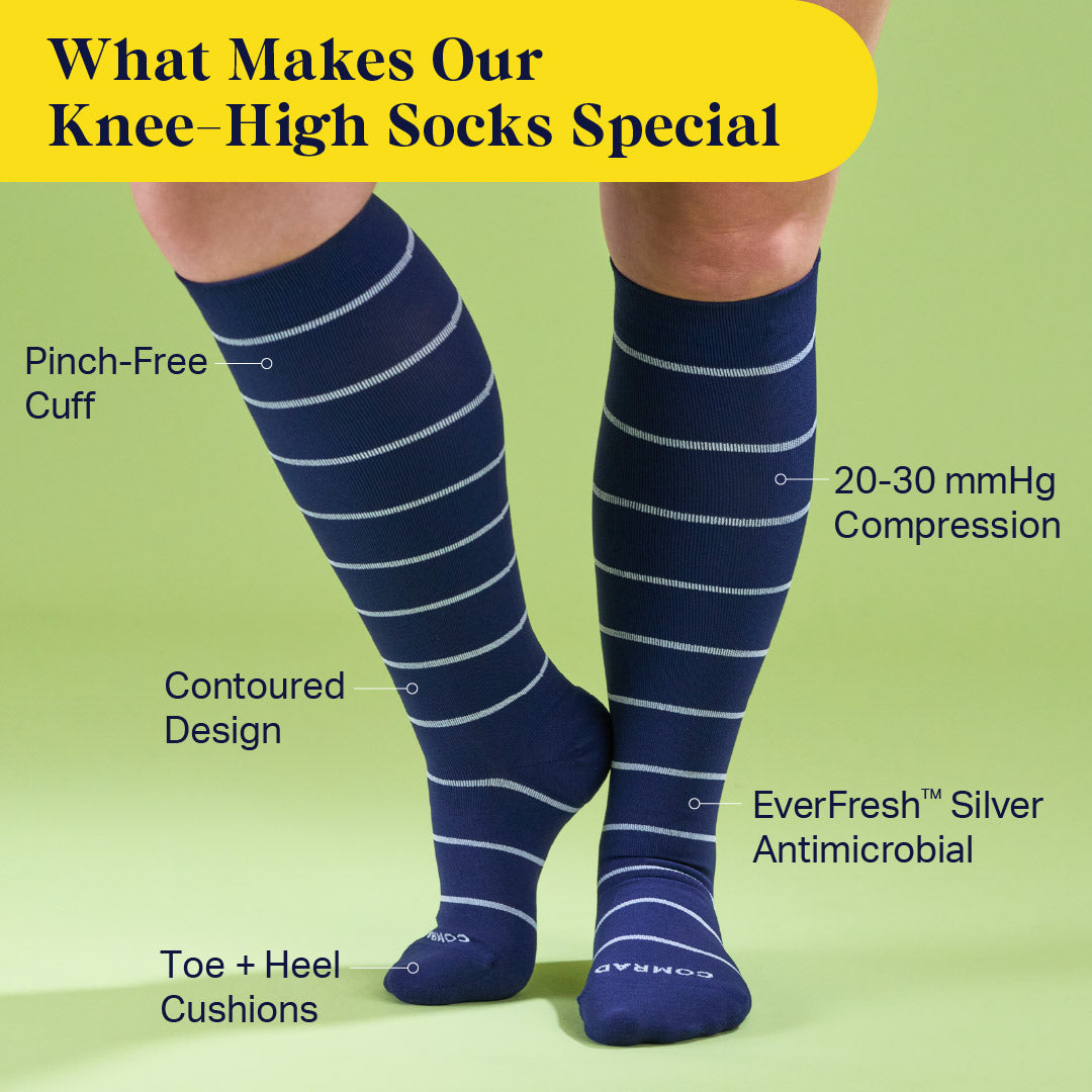 Knee-High Compression Socks - Stripes (20-30 mmHg)