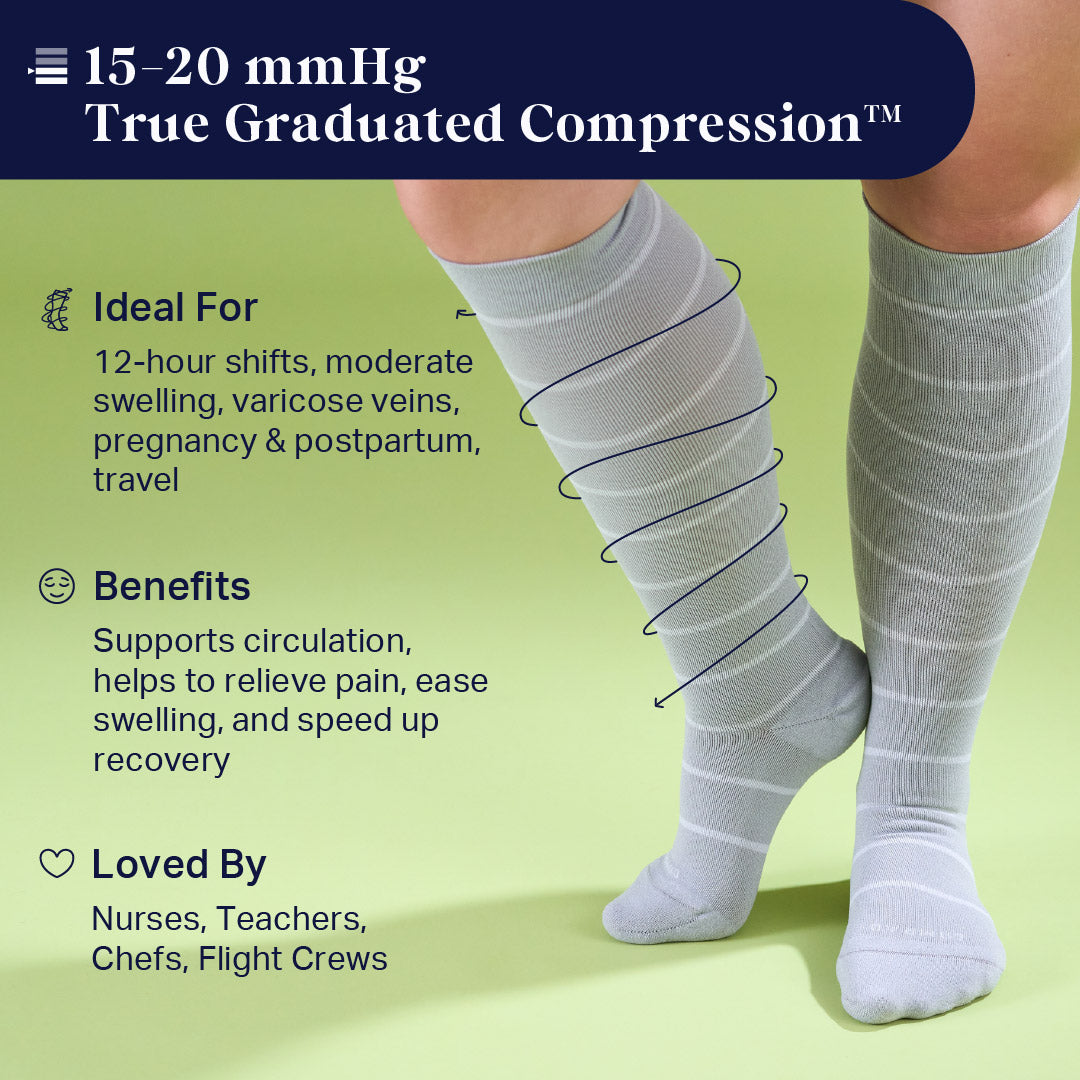 Knee-High Compression Socks - 3 Pack Stripes