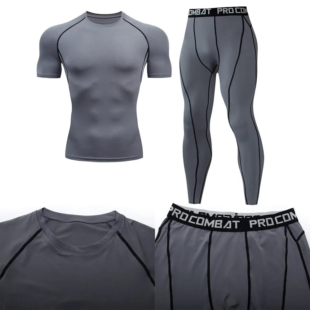 Men's Compression Fitness Gear Gym Performance Activewear Set