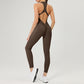 Women's Stylish Functional Fitness Jumpsuit Activewear Workout Outfit