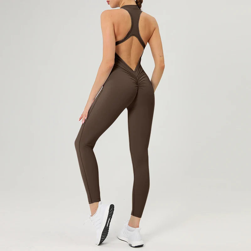 Women's Stylish Functional Fitness Jumpsuit Activewear Workout Outfit