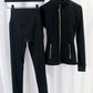 Gold zipper jacket and yoga pants set, sportswear, quick-dry and breathable, slimming and lightweight, tight-fitting