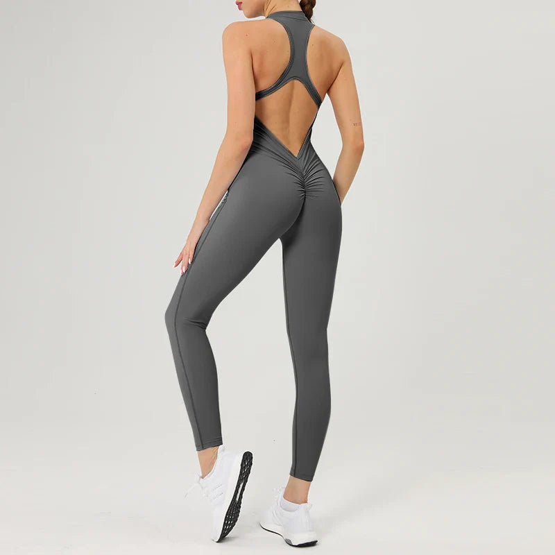 Women's Stylish Functional Fitness Jumpsuit Activewear Workout Outfit