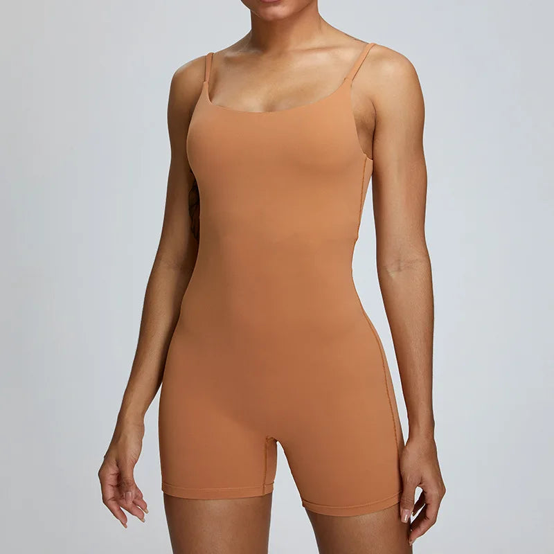 Women's High Performance Sleeveless Jumpsuit Activewear Workout Outfit