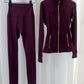 Gold zipper jacket and yoga pants set, sportswear, quick-dry and breathable, slimming and lightweight, tight-fitting