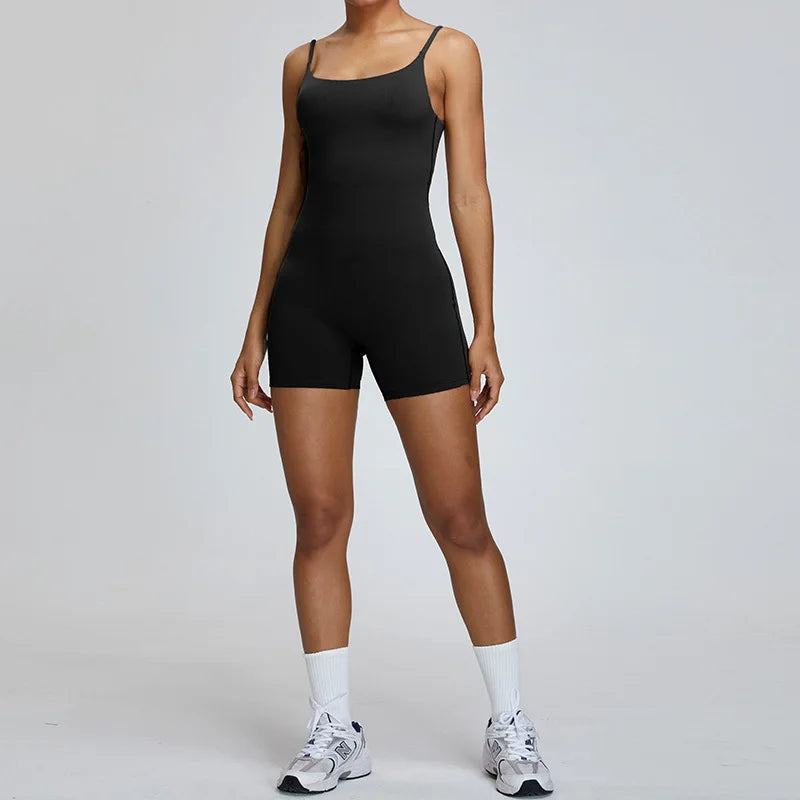 Women's High Performance Sleeveless Jumpsuit Activewear Workout Outfit