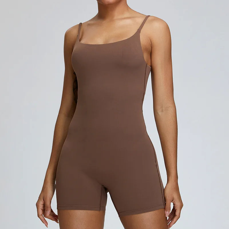 Women's High Performance Sleeveless Jumpsuit Activewear Workout Outfit
