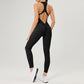 Women's Stylish Functional Fitness Jumpsuit Activewear Workout Outfit