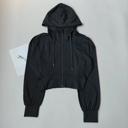 Women's Hooded Running Jacket Cycling Coat Yoga Jogging Shirt Tights Outdoor Sports Gym Clothing Running Wear Sportswear