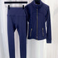 Gold zipper jacket and yoga pants set, sportswear, quick-dry and breathable, slimming and lightweight, tight-fitting