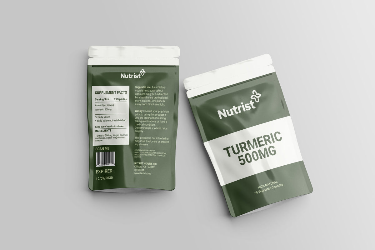 Turmeric Supplement with Curcumin/Curcuminoids, Joint and Muscle Support, Optimum Flexibility and Mobility, 500 mg, Non-GMO, Vegan, Gluten Free, 60 Capsules, 60 Day Supply