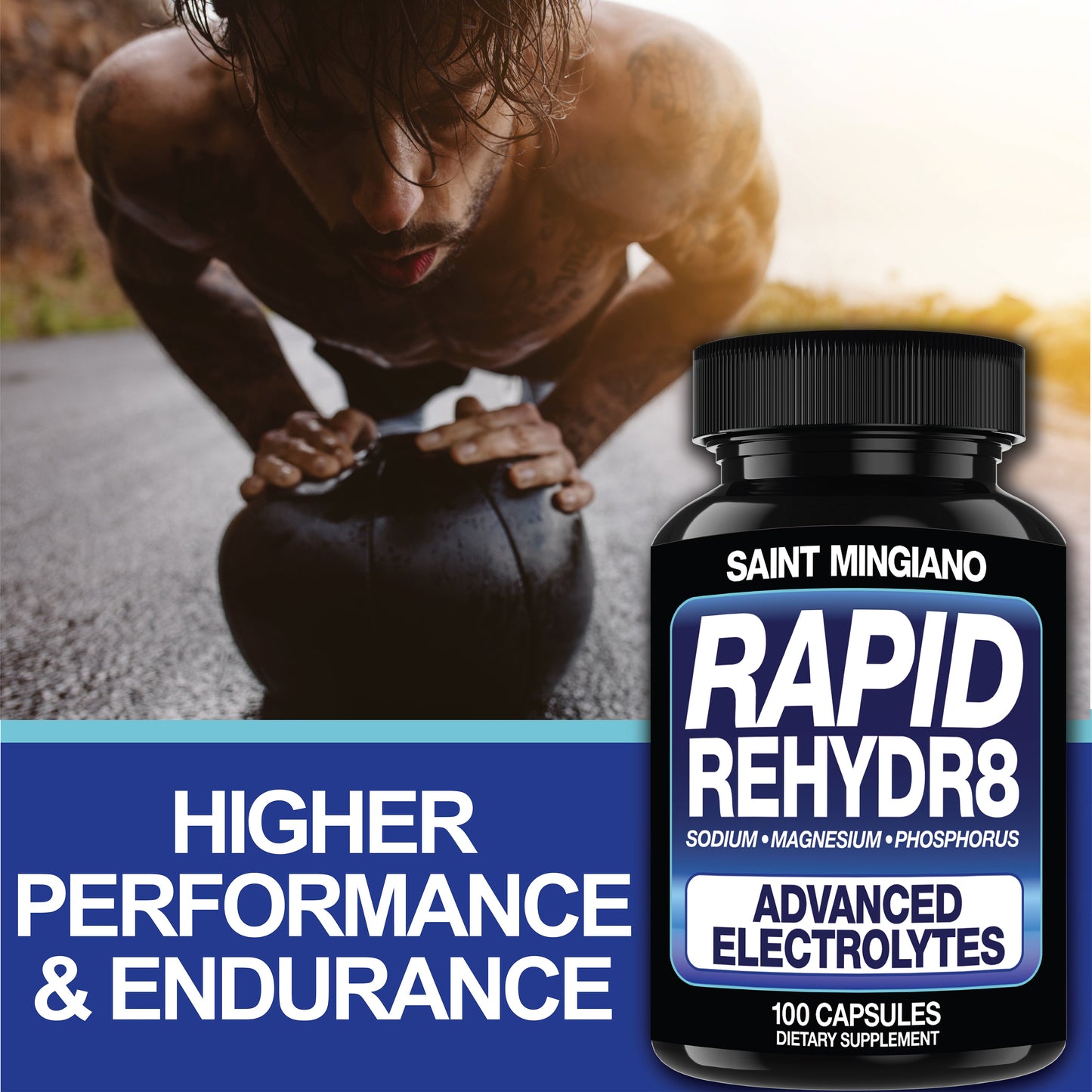 Rapid Rehydr8 Electrolyte Capsules Muscle Recovery Support 100 Count