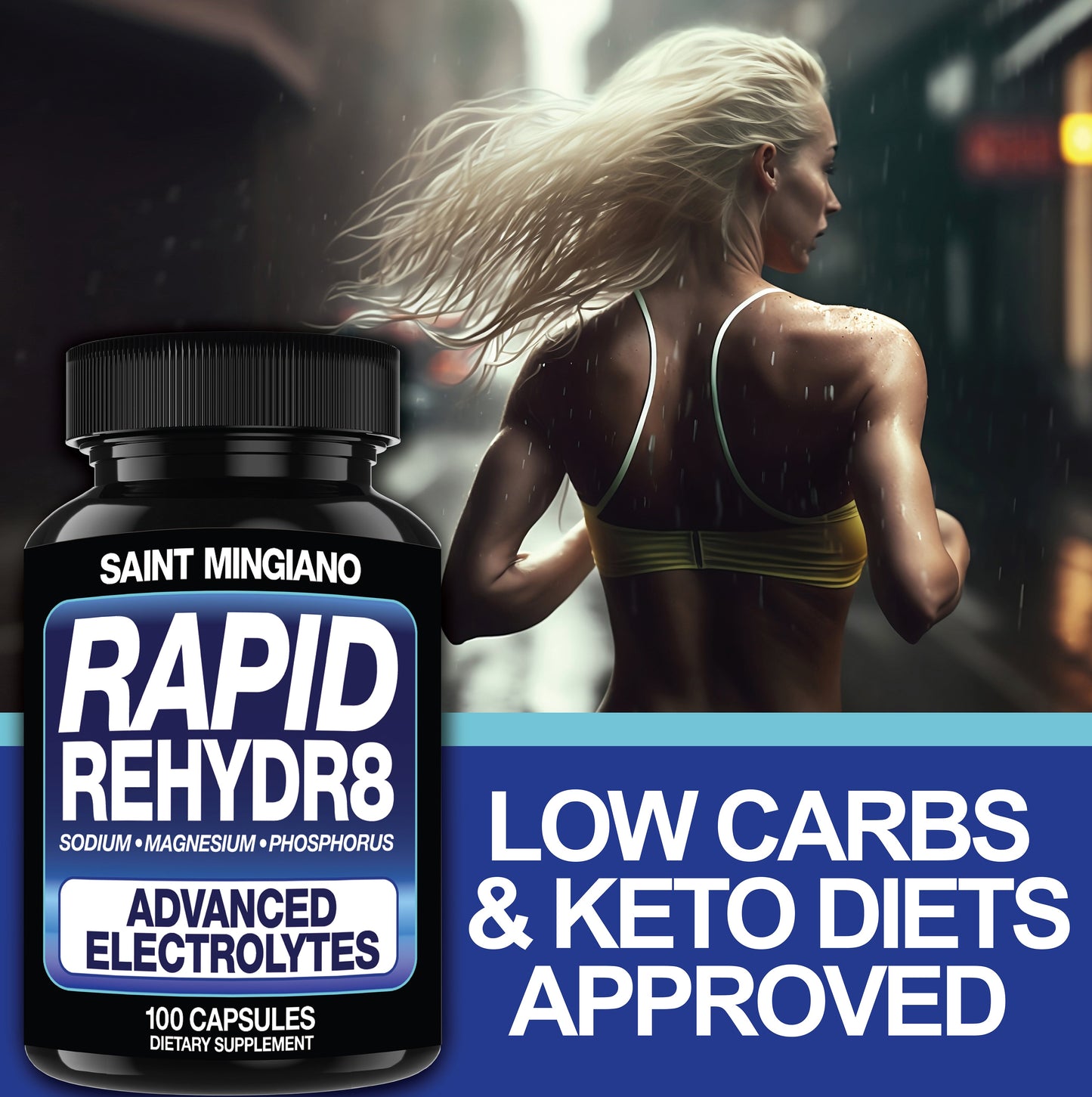Rapid Rehydr8 Electrolyte Capsules Muscle Recovery Support 100 Count