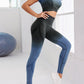 Women's Gradient Tie-Dye Seamless Yoga Set - Two-Piece Athletic Wear