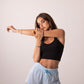 Women's Workout Tank Top with Phone Pockets - Black | LuxeForm Criss-Cross Back